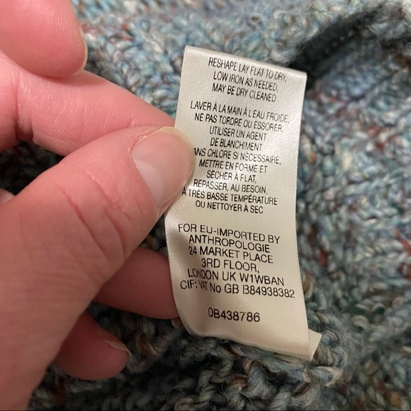 Anthropologie Moth Alpaca/Wool Blend Cowl Neck Knit Sweater Blue/Green Small - Picture 11 of 13